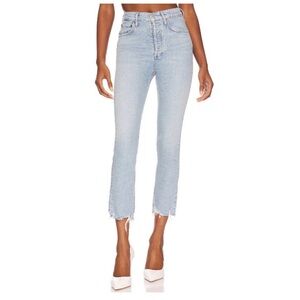 Agolde RILEY Light Blue Raw Hem Straight Jeans